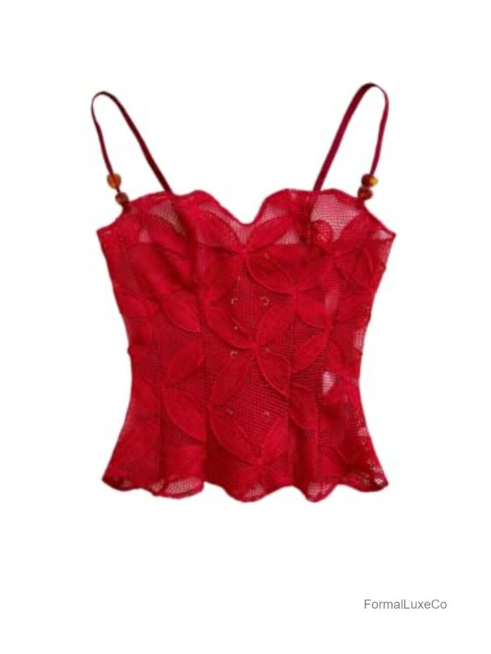 Lace Corset Bustier Top Beaded Cropped Cami Concert Party